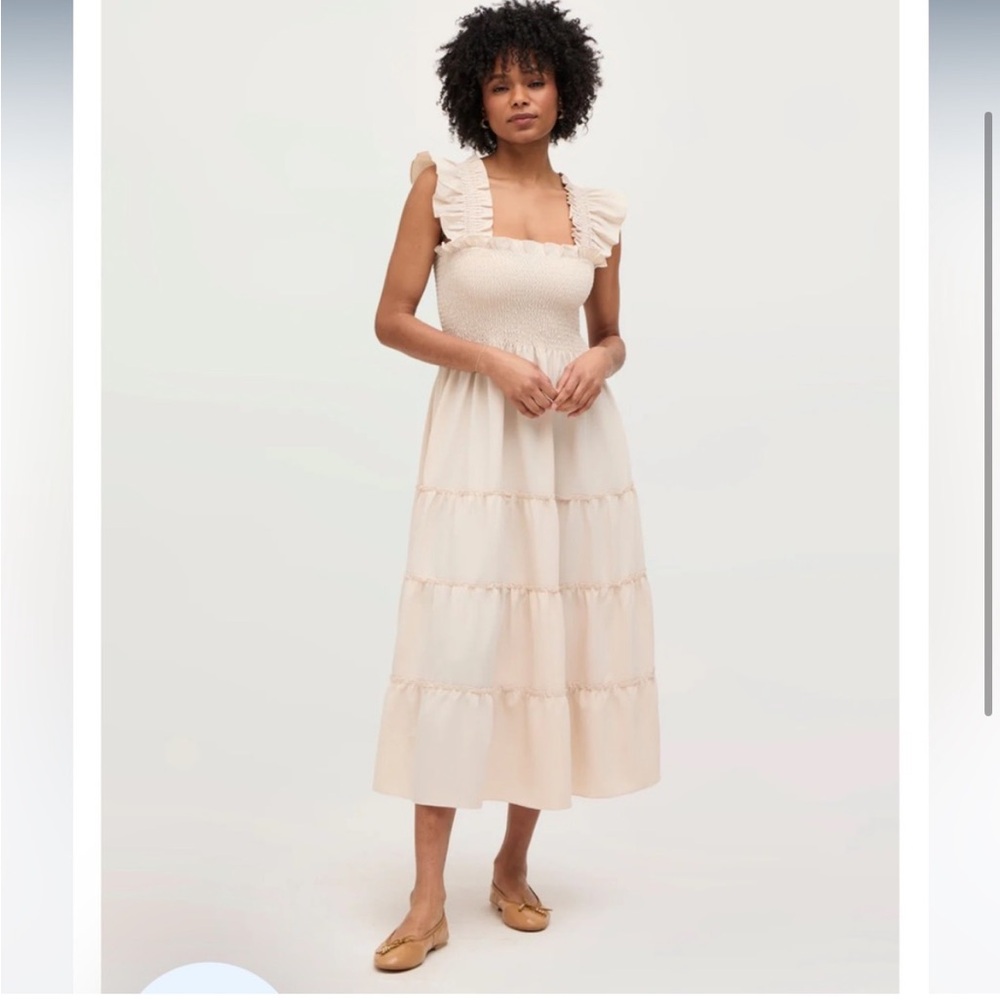 Hill House Ellie Crepe Dress in Sand Sold Out Nap No Wrinkles